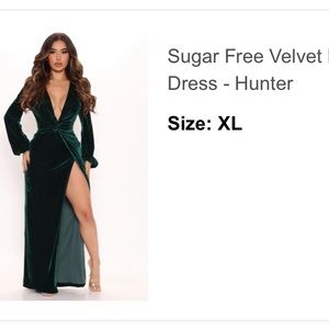 Green Velvet Dress w/ Slit